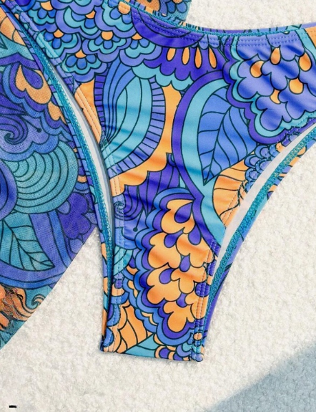 Brazil Aqua Multi Color 3 Piece Bikini Set