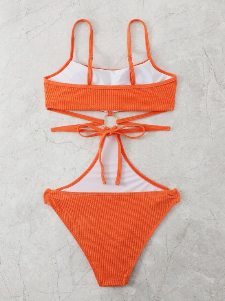 Burnt Orange One-Piece with Gold Rings