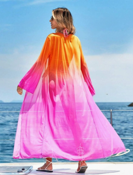 Pink and Orange Ombre with Kimono Set