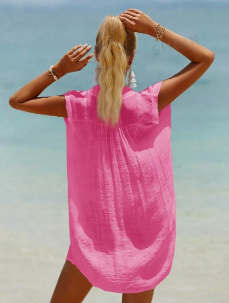 Pink Sleeveless Front Button-Up Shirt